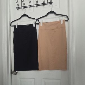 Chic Black and Tan Pencil Skirt Set